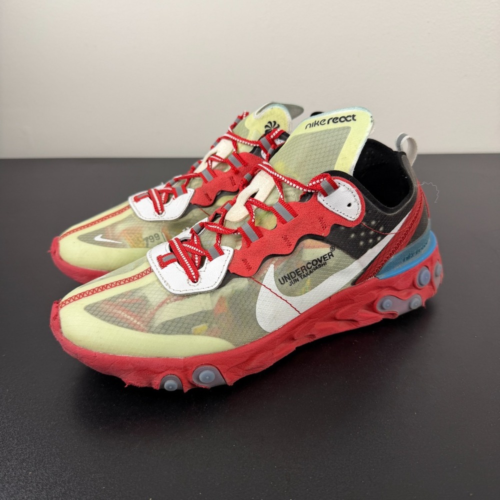 Undercover x Nike React Element 87 Sneakers Men's 8 Red Green AQ1813-339 Casual